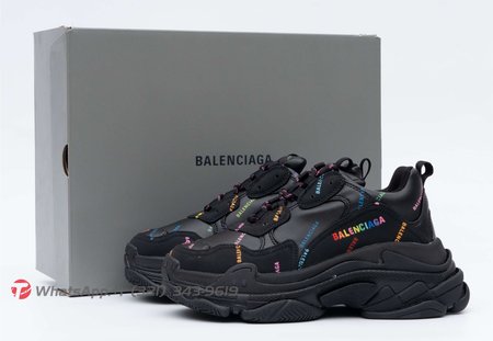 Balenciaga Triple S Allover Logo Black Rainbow (W) SIZE: 35-45